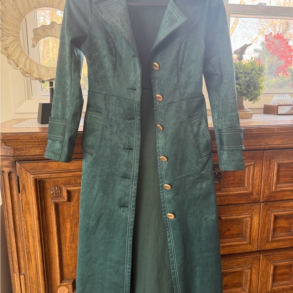 Vintage Forest Green Trench Coat - Picture 2 of 6